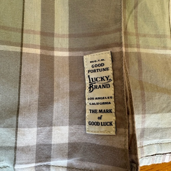 Lucky Brand Men's Button Up Linen Plaid Short Sleeve Utility - Picture 5 of 5
